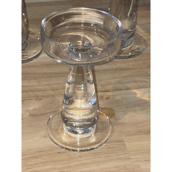 Hand Blown Glass Candleholders Set Of 3 Pillar - Picture 2 of 15
